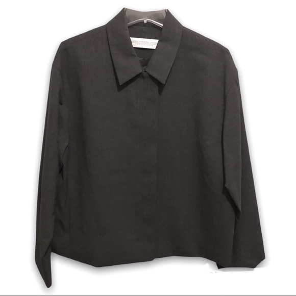 Valerie Stevens Jackets & Blazers - Valerie Stevens Petites Collection Gray Wool Zip Front Long Sleeve Jacket NWOT